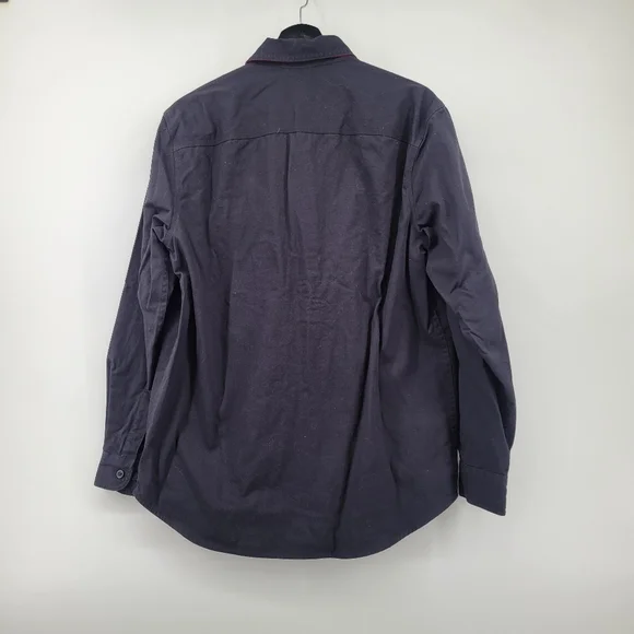 L.L. Bean Men's Flannel-Lined Hurricane Shirt Size Small Coal Red black flannel - Picture 2 of 4